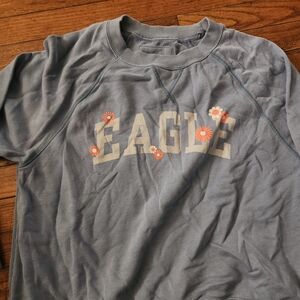 American Eagle Outfitters Blue Floral 'EAGLE' Sweatshirt